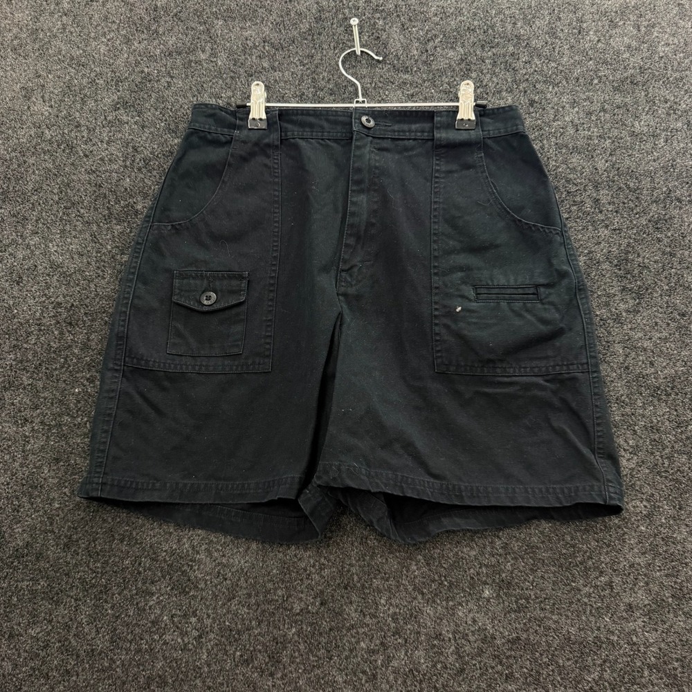 Route 66 Womens Black Cotton Canvas Cargo Shorts High Rise Utility Size 8